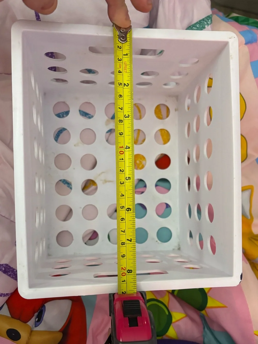 Small White Plastic Storage Bin with Handles